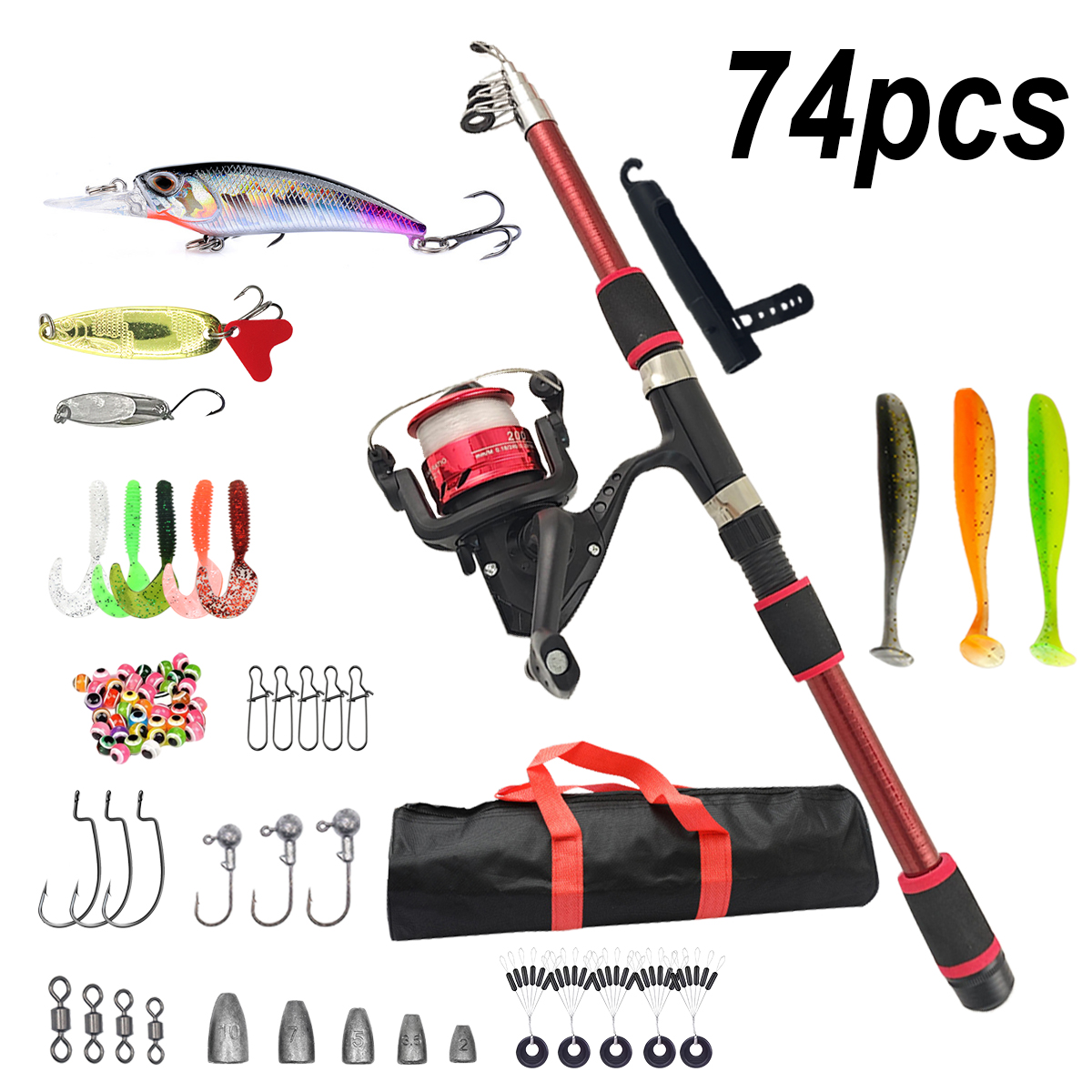 Fishing Pole Set Full Kits Wit – обзор и цена Spincast Reel