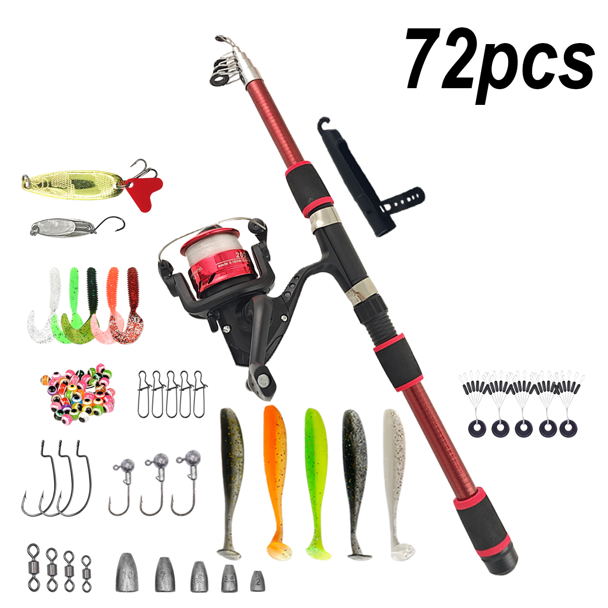 Fishing Pole Set Full Kits Wit – обзор и цена Spincast Reel