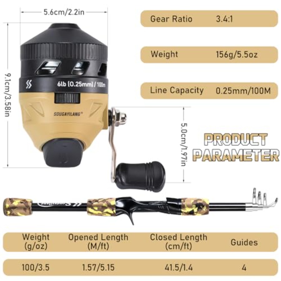 Fishing Rod and Reel Combo, Li – обзор и цена Spincast Reel